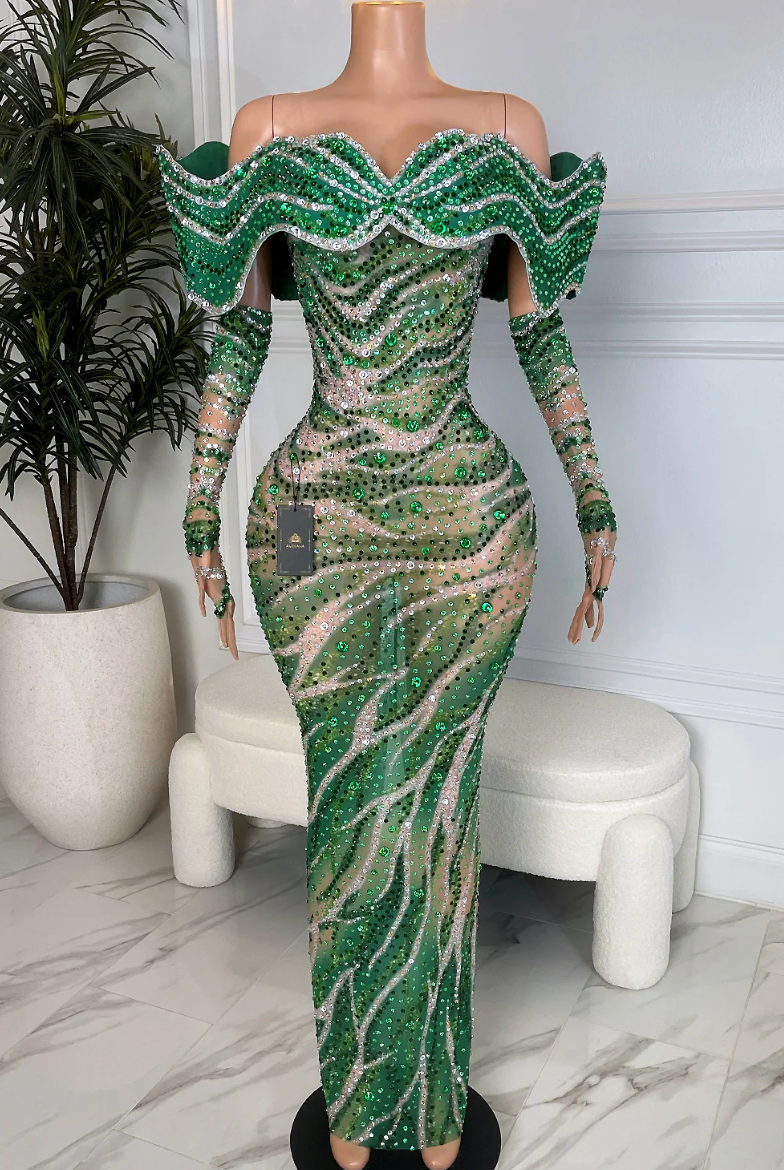 OCEAN EMPRESS GREEN DRESS