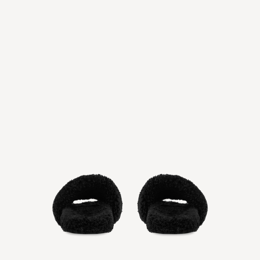 MEN'S FURRY OPEN MULE IN BLACK