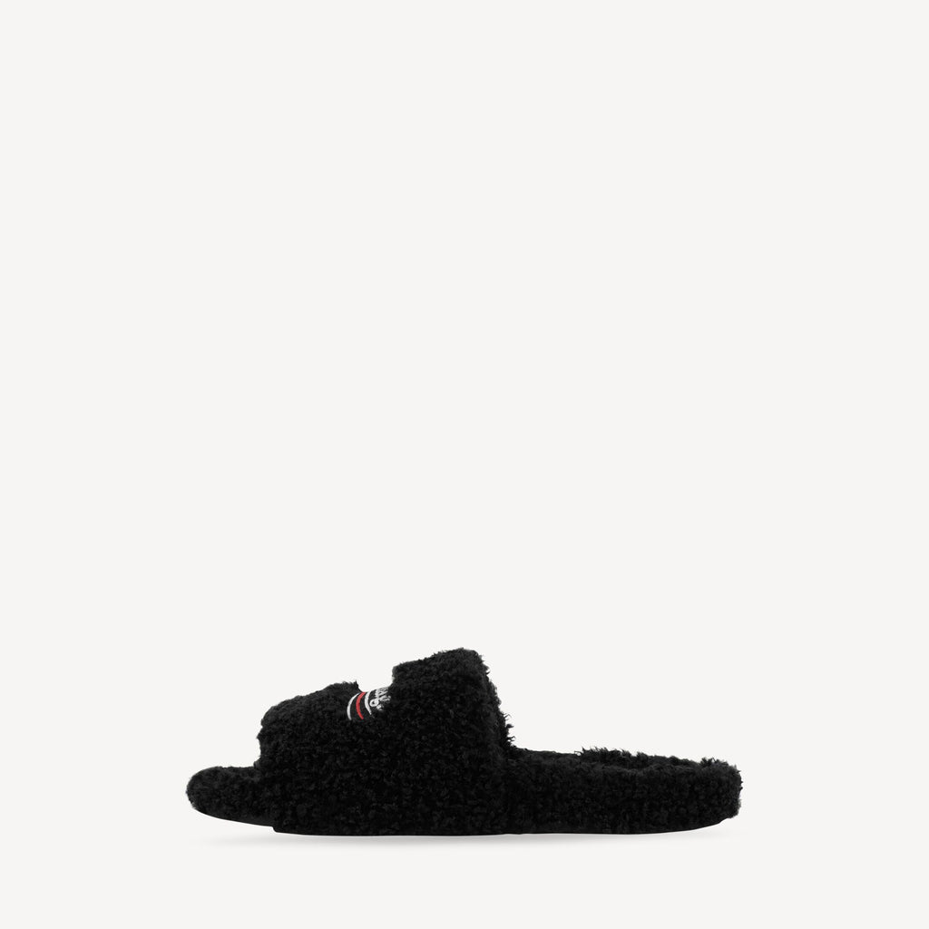 MEN'S FURRY OPEN MULE IN BLACK