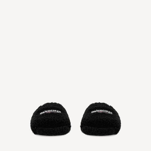 MEN'S FURRY OPEN MULE IN BLACK