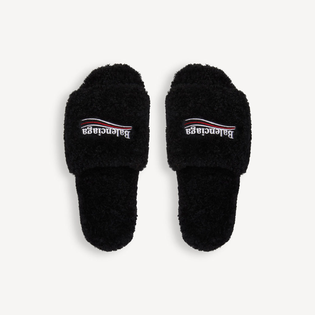 MEN'S FURRY OPEN MULE IN BLACK