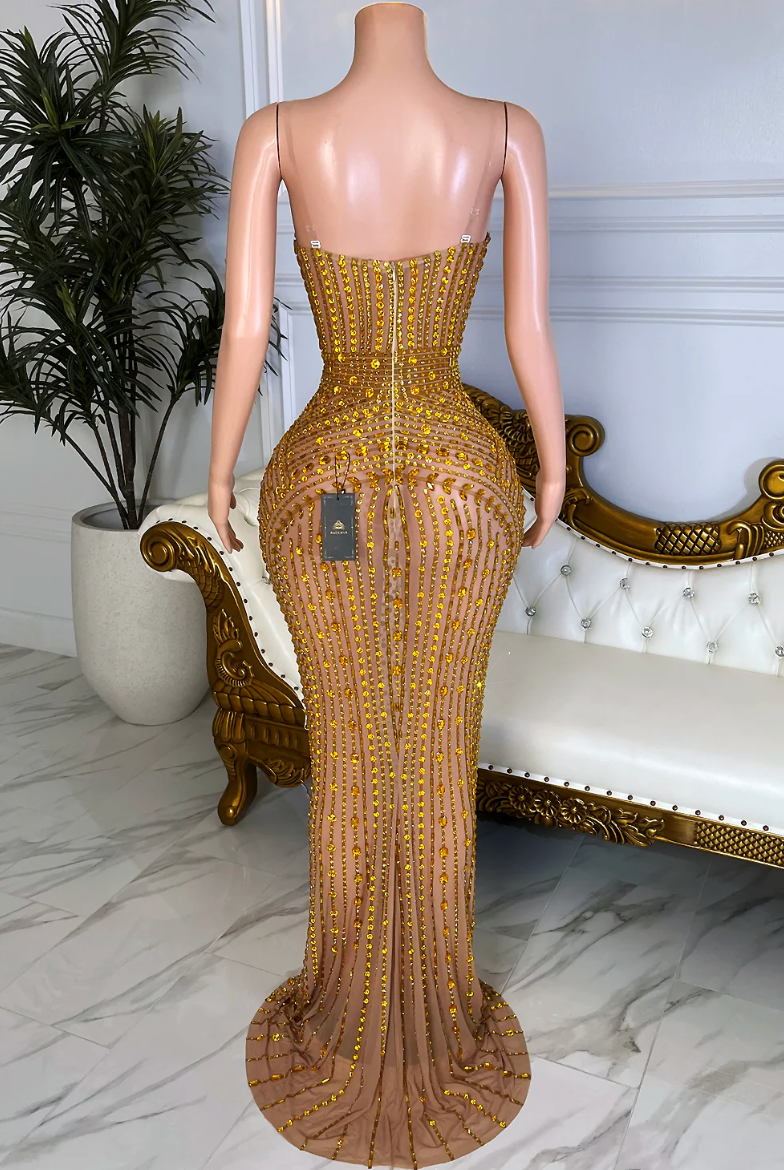 FOOL IN LOVE GOLD MAXI DRESS  Avelyan